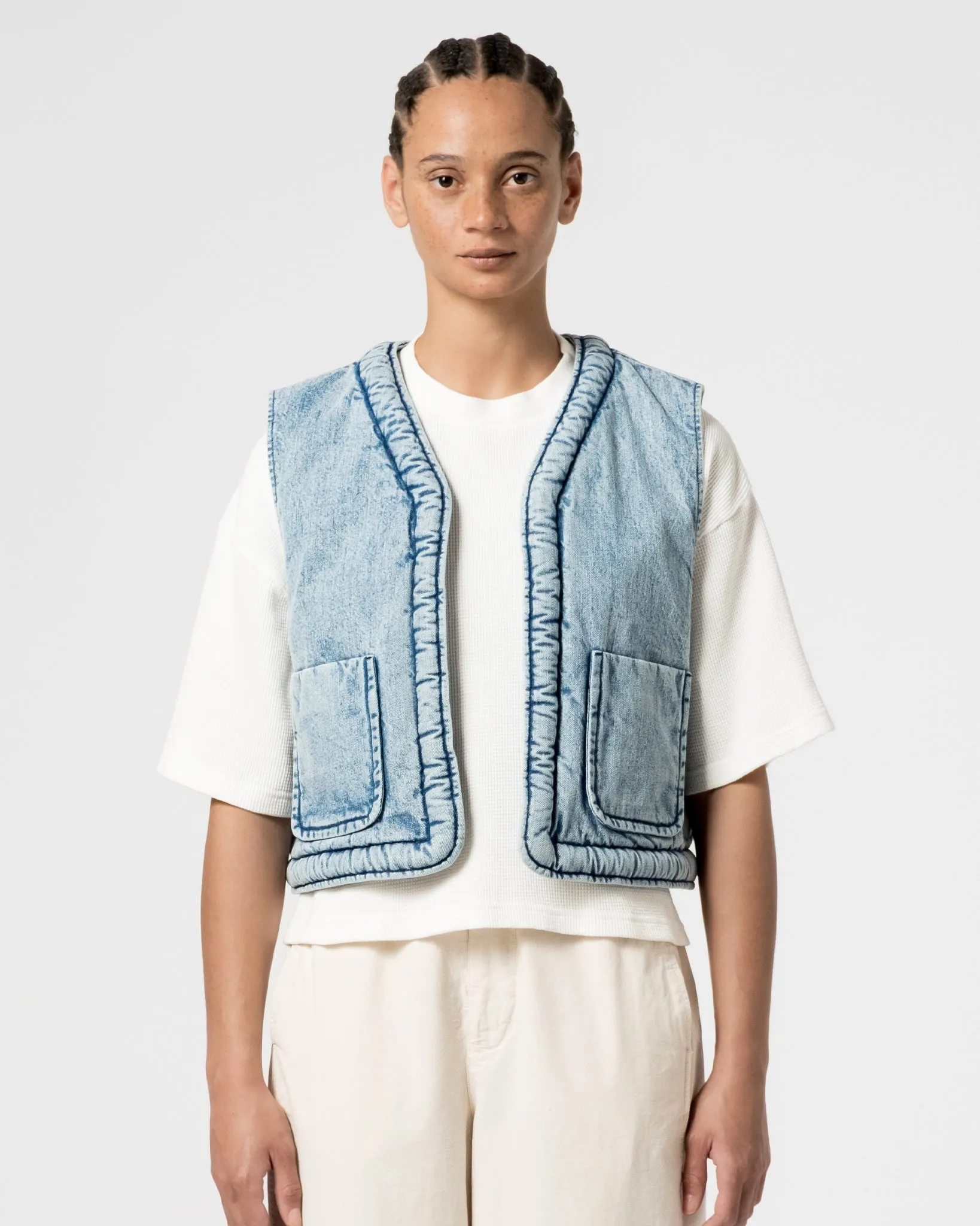 G.o.D Tsuki Vest Salt Lake Denim Blue