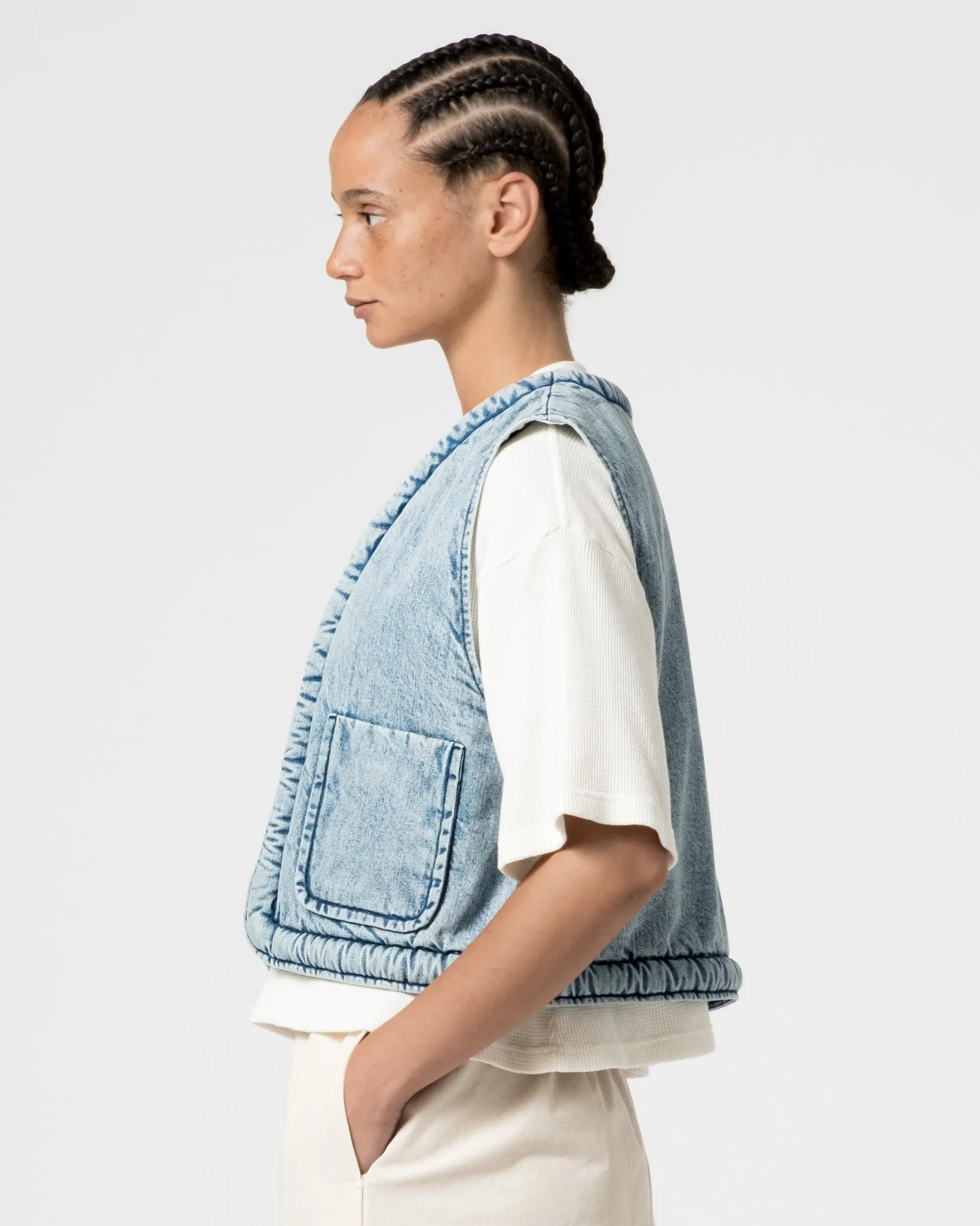 G.o.D Tsuki Vest Salt Lake Denim Blue