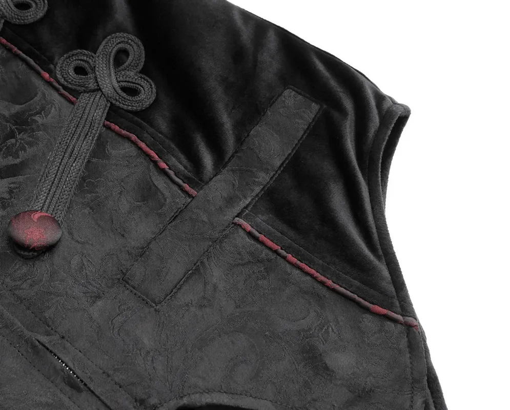 Gothic Zip Jacquard Tailed Vests / Elegant Vest with Lacing at the Back / Alternative Fashion