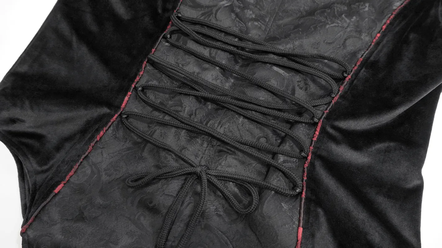 Gothic Zip Jacquard Tailed Vests / Elegant Vest with Lacing at the Back / Alternative Fashion