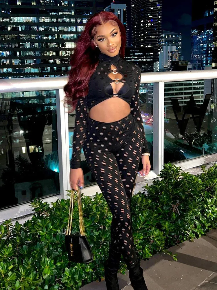 Grunge Hollow Out Jumpsuit