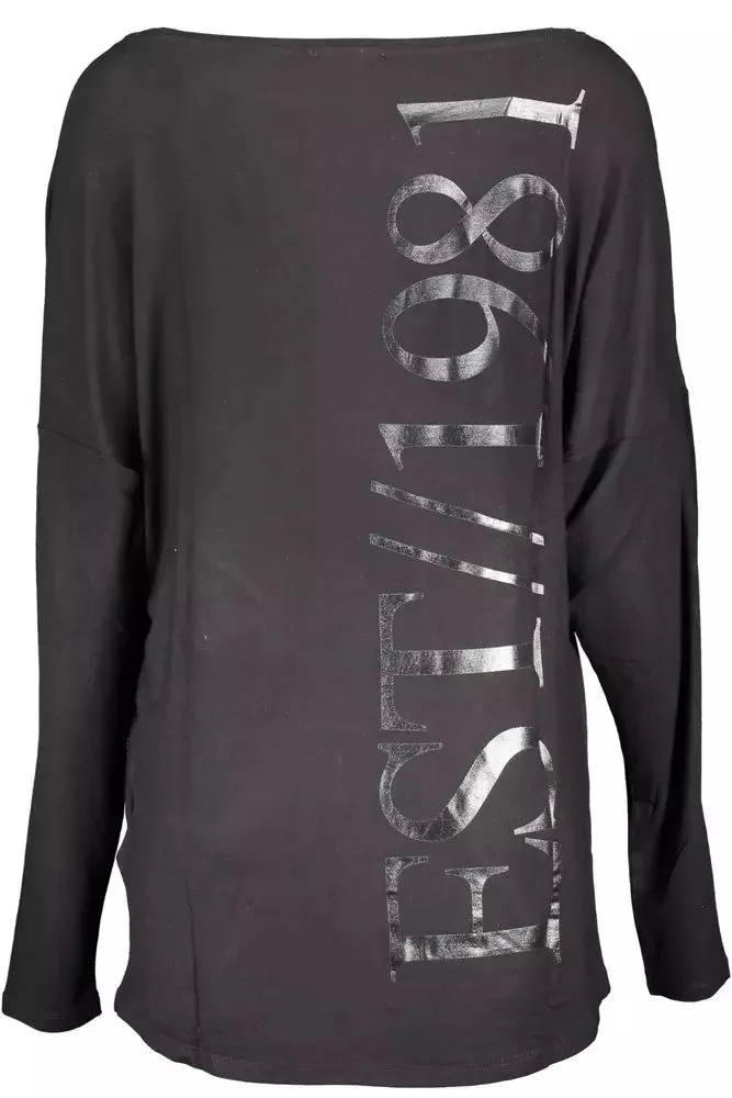 Guess Jeans Sleek Black Long Sleeve Logo Tee