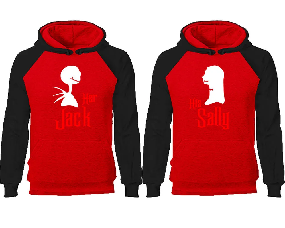 Her Jack & His Sally Couple Matching Raglan Hoodies – Comfortable Unisex Pullover | Sold Separately in Sizes & Colors