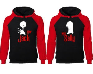 Her Jack & His Sally Couple Matching Raglan Hoodies – Comfortable Unisex Pullover | Sold Separately in Sizes & Colors