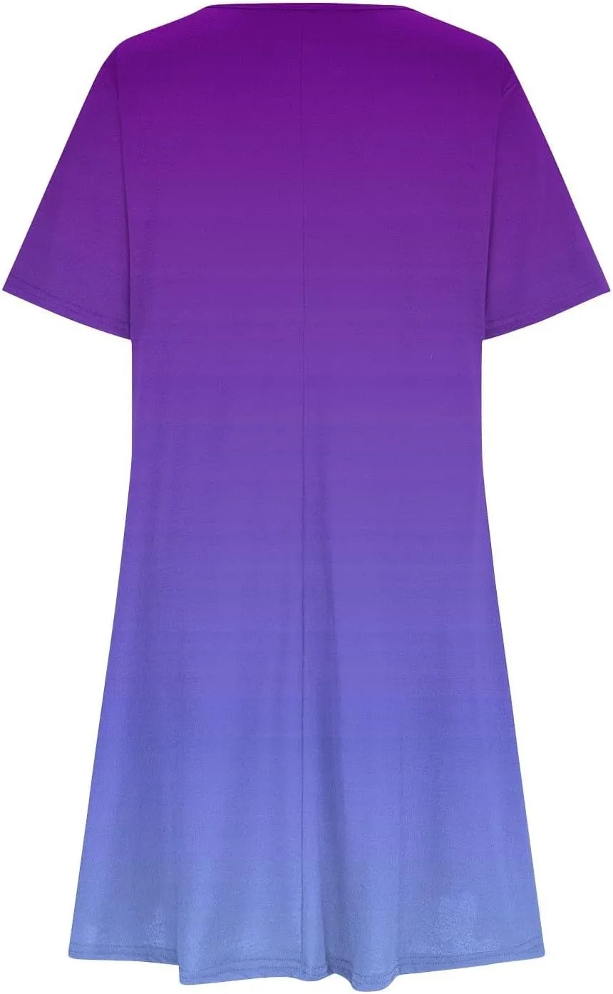 hlysgo Tshirt Dress for Women 2025 Vacation Short Sleeve Crew Neck Casual Dresses Trendy Tie-Dye Print Summer Mini Dress