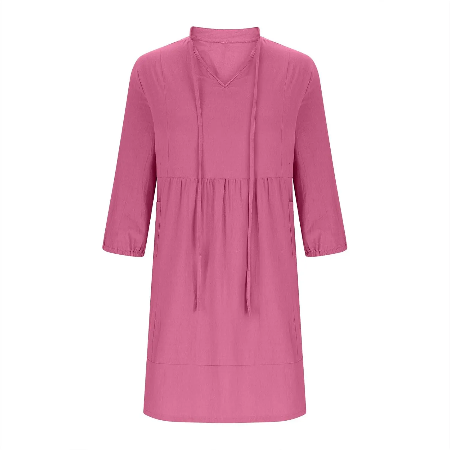hlysgo Women's Mini Dress with Pockets 2025 Summer Casual 3/4 Sleeve V Neck Short Dress Trendy Knee Length Going Out Dresses