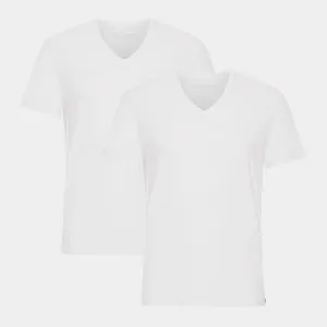 Hvide slim fit v-hals bambus T-shirts - 2 pak