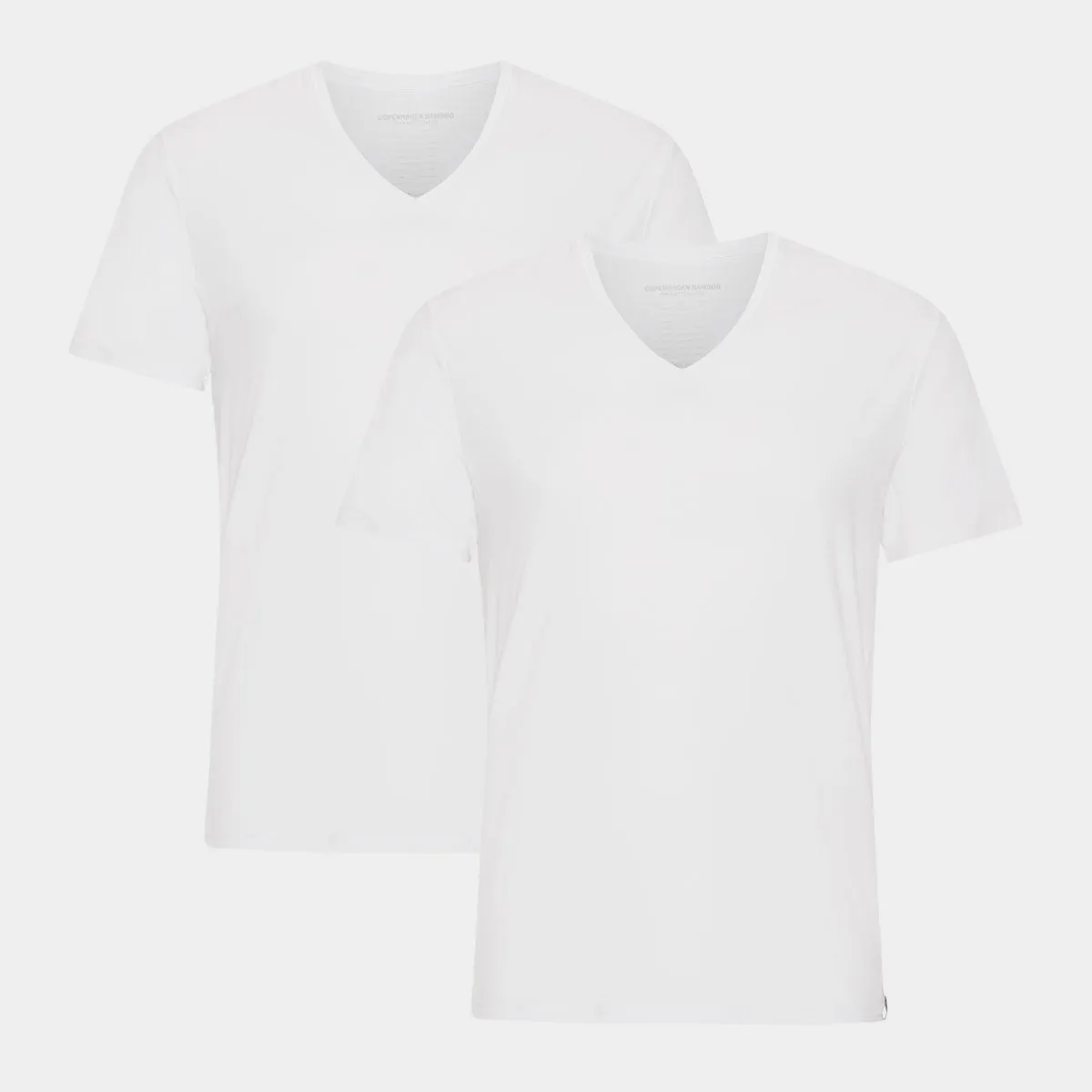 Hvide slim fit v-hals bambus T-shirts - 2 pak