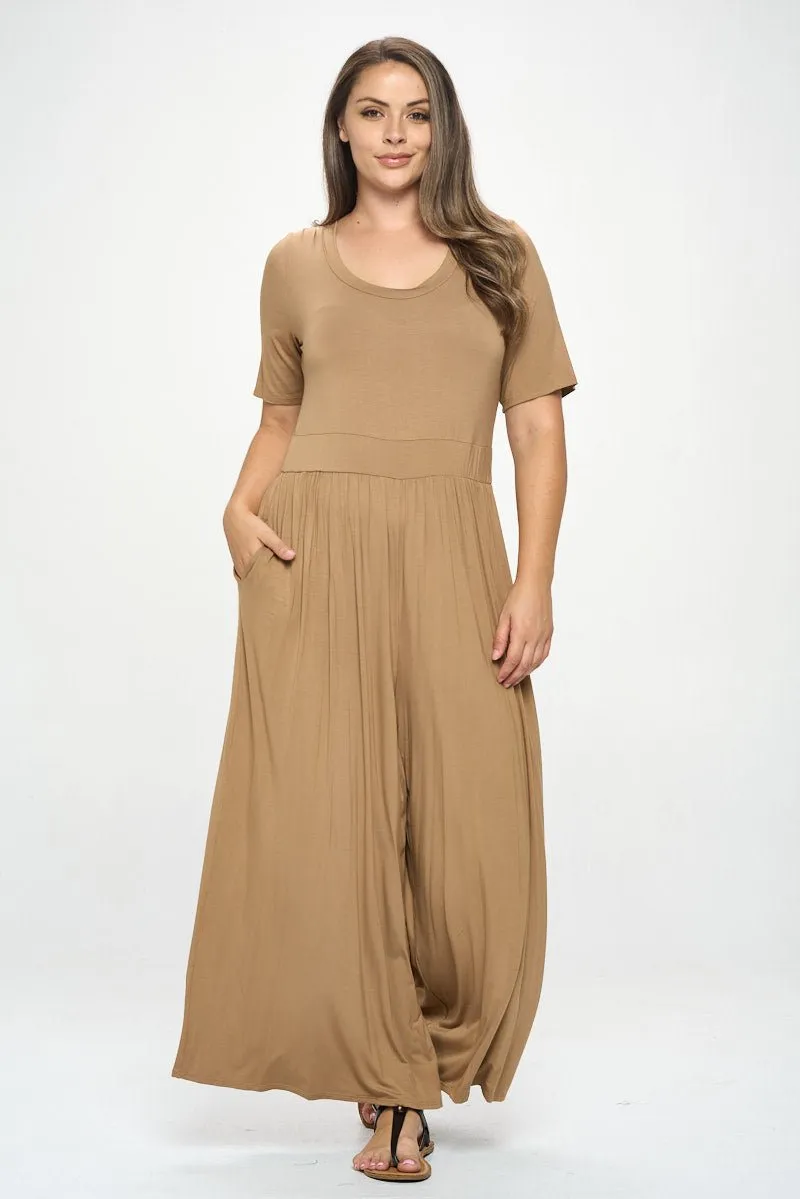 Jana Plus Size Short Sleeve Knit Jumpsuit