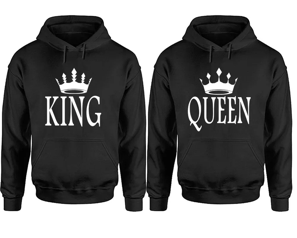 King & Queen Matching Pullover Hoodies – Premium Unisex Design | Comfortable 80% Cotton, 20% Polyester | Sold Separately for Men and Women