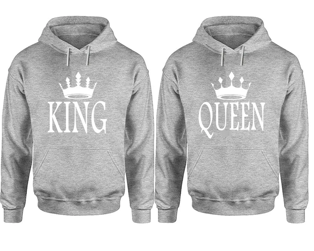 King & Queen Matching Pullover Hoodies – Premium Unisex Design | Comfortable 80% Cotton, 20% Polyester | Sold Separately for Men and Women
