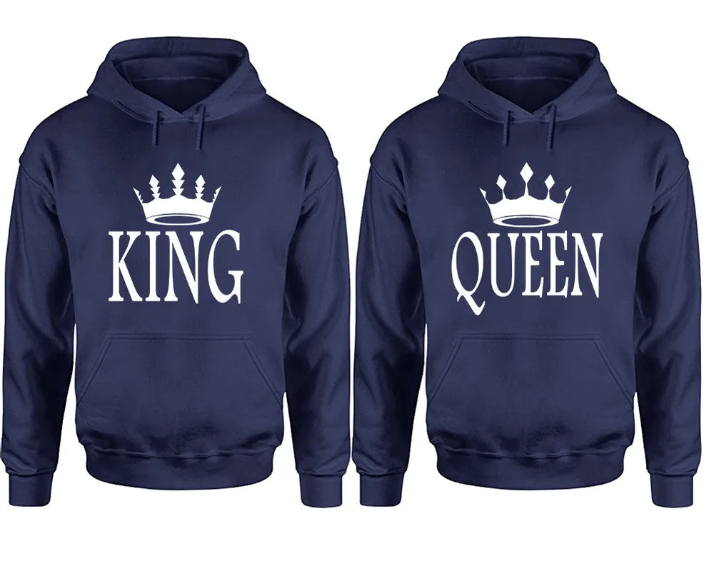 King & Queen Matching Pullover Hoodies – Premium Unisex Design | Comfortable 80% Cotton, 20% Polyester | Sold Separately for Men and Women