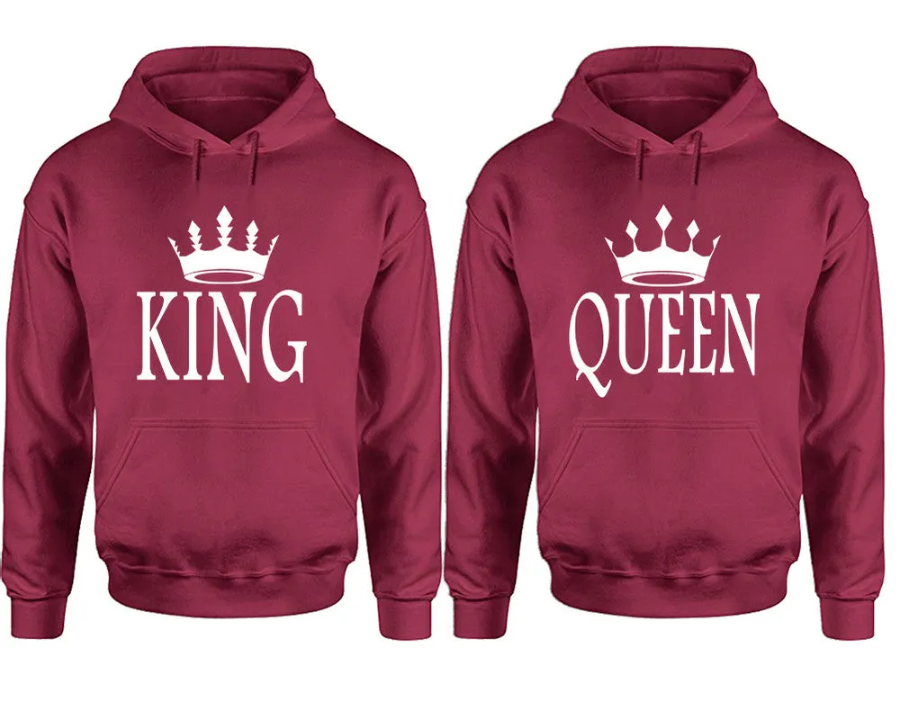 King & Queen Matching Pullover Hoodies – Premium Unisex Design | Comfortable 80% Cotton, 20% Polyester | Sold Separately for Men and Women