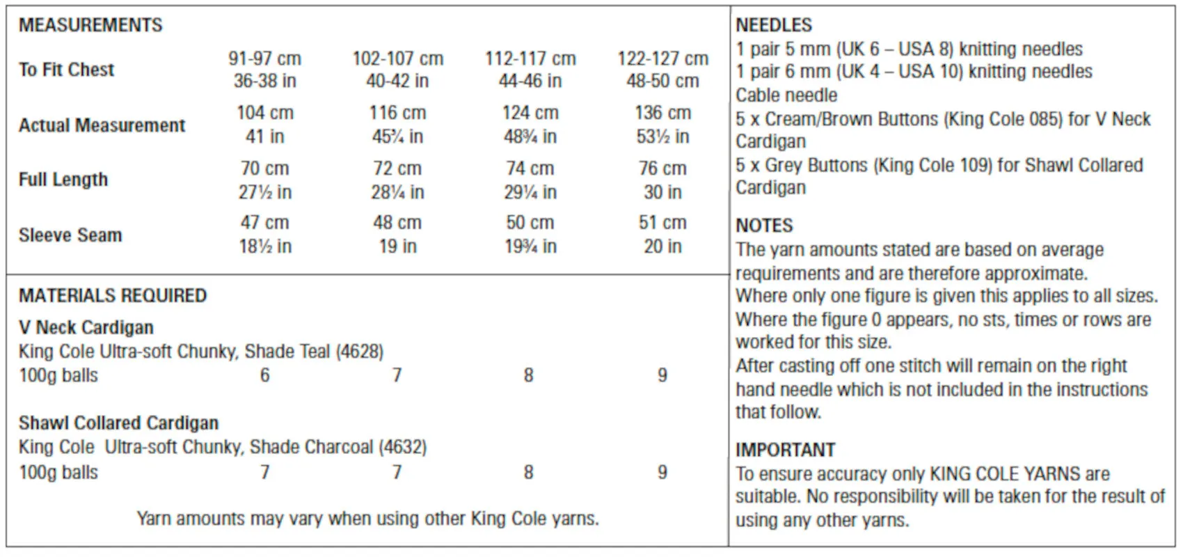 King Cole Chunky Knitting Pattern - Mens Cardigans (5692)