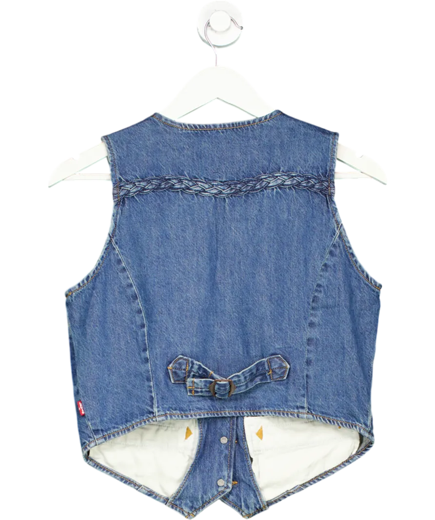 levis Blue Braided V-neck Denim Vest UK S