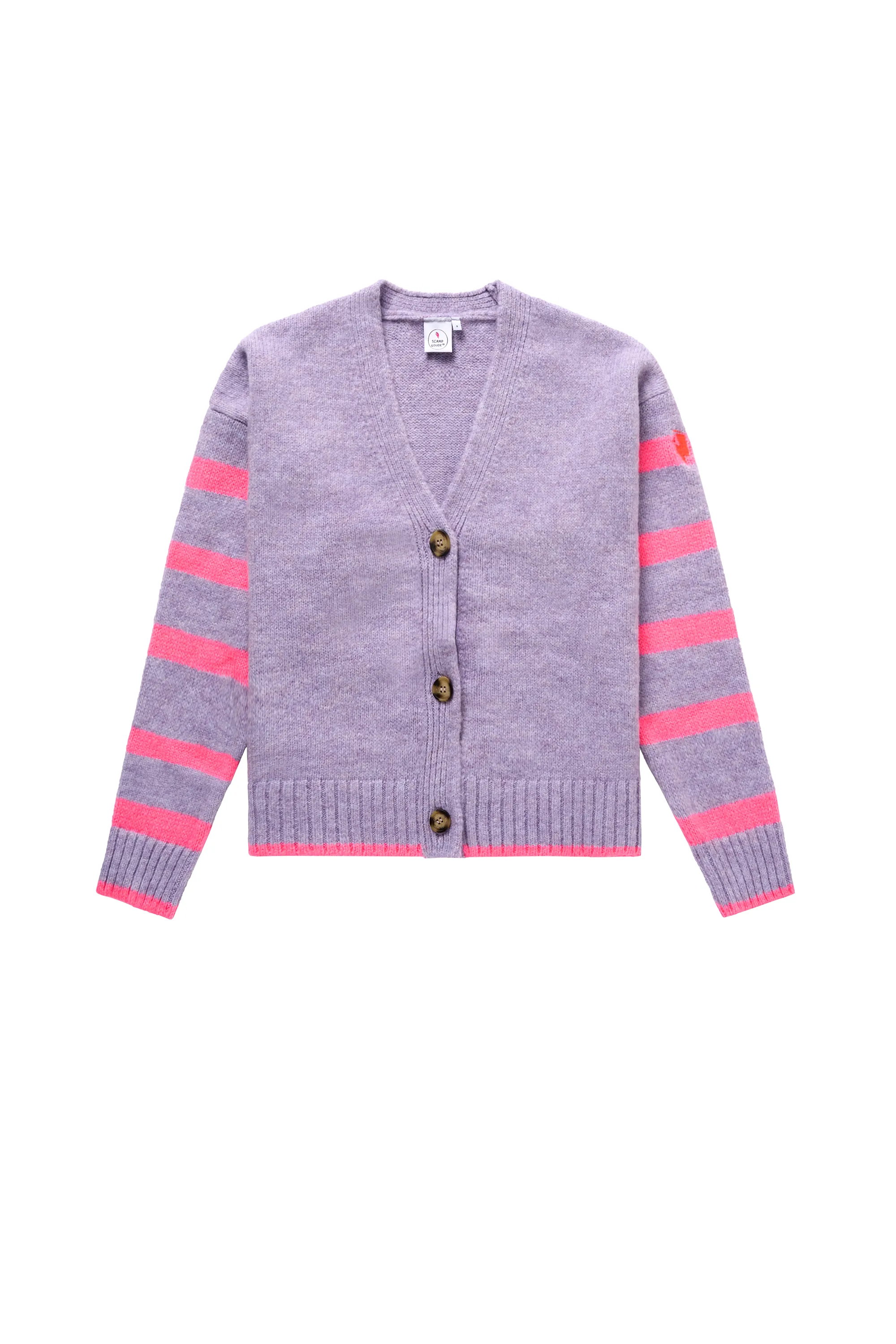 Lilac and Neon Pink Stripe Cardigan