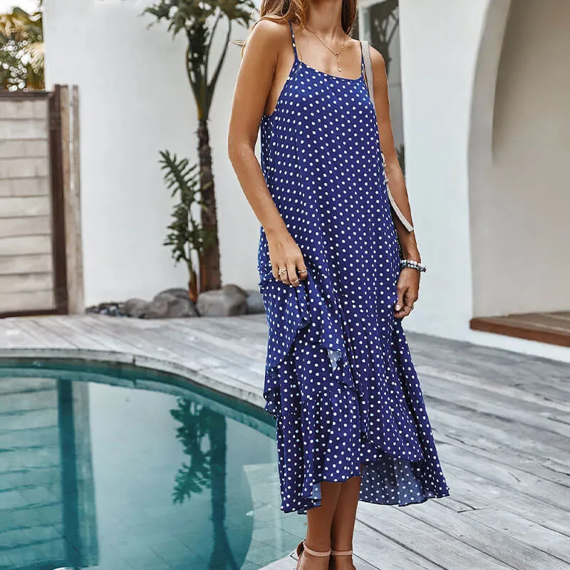 Loose Polka Dots Vacation Long Dress