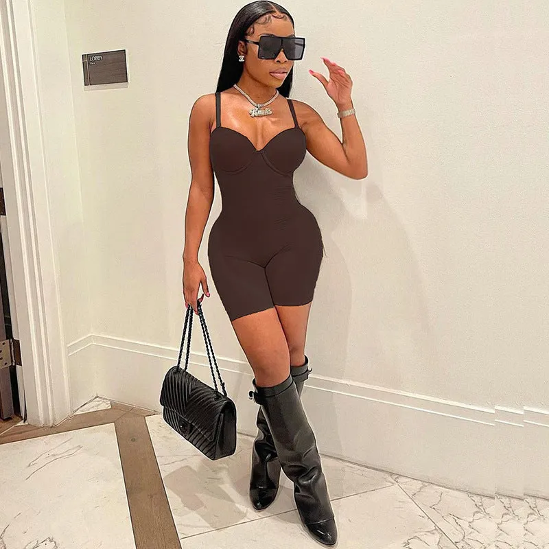 Low-Cut Sling Hip Wrap Short Wholesale Womens Jumpsuits