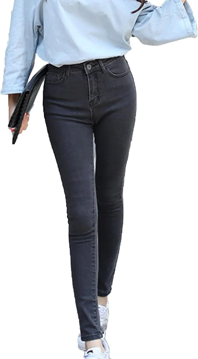Maiyifu-GJ Women High Waist Skinny Ankle Jeans Casual Straight Leg Pencil Denim Pants Boyfriend Slim Fit Washed Stretch Jean