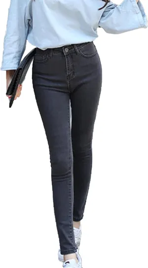 Maiyifu-GJ Women High Waist Skinny Ankle Jeans Casual Straight Leg Pencil Denim Pants Boyfriend Slim Fit Washed Stretch Jean
