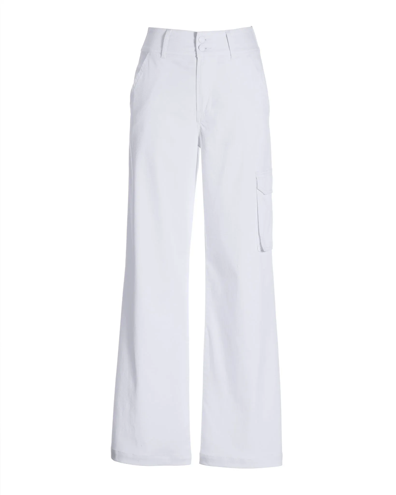 Malibu High Waist Wide Leg Cargo Pant White
