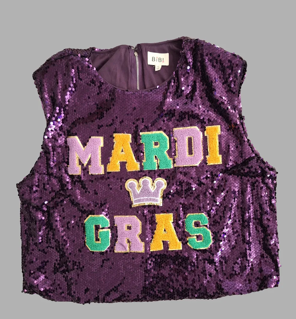 MARDI GRAS sequence crop top