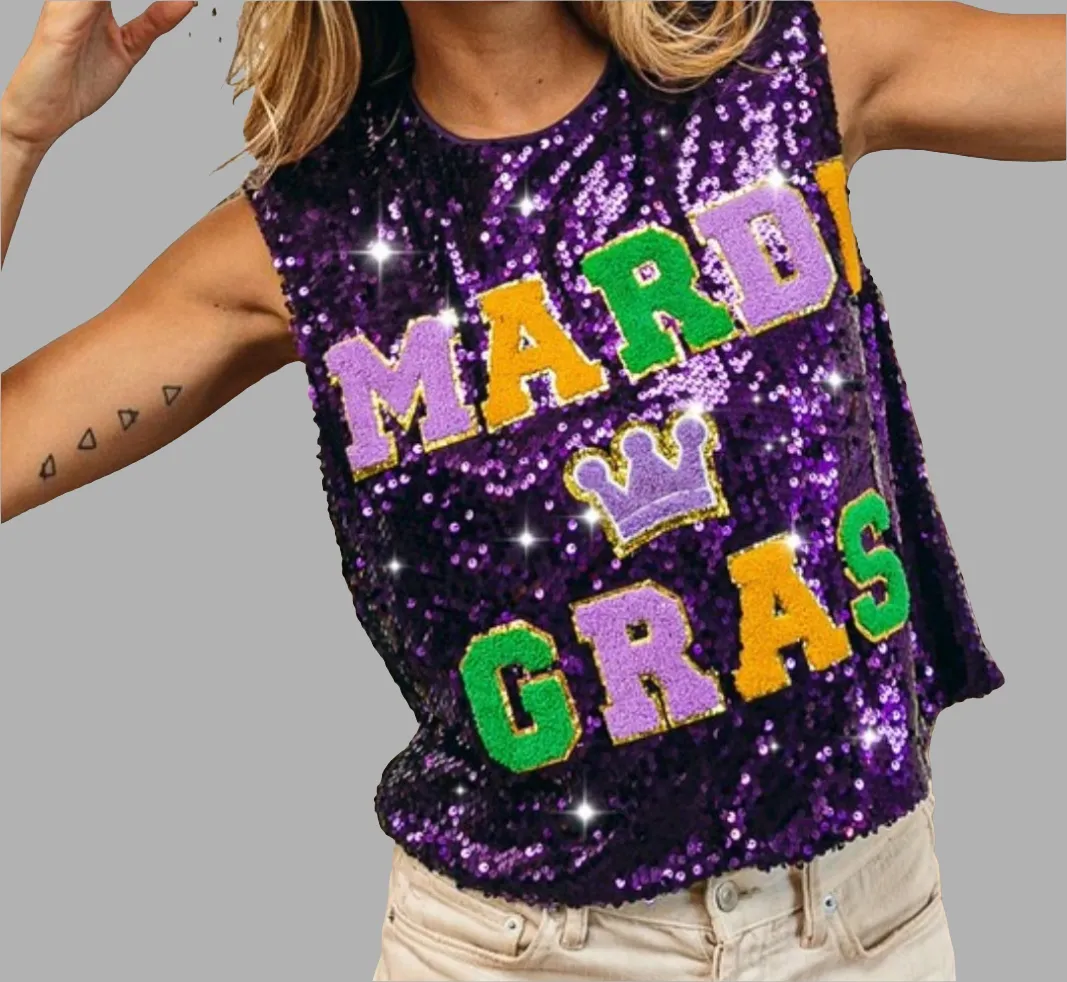 MARDI GRAS sequence crop top