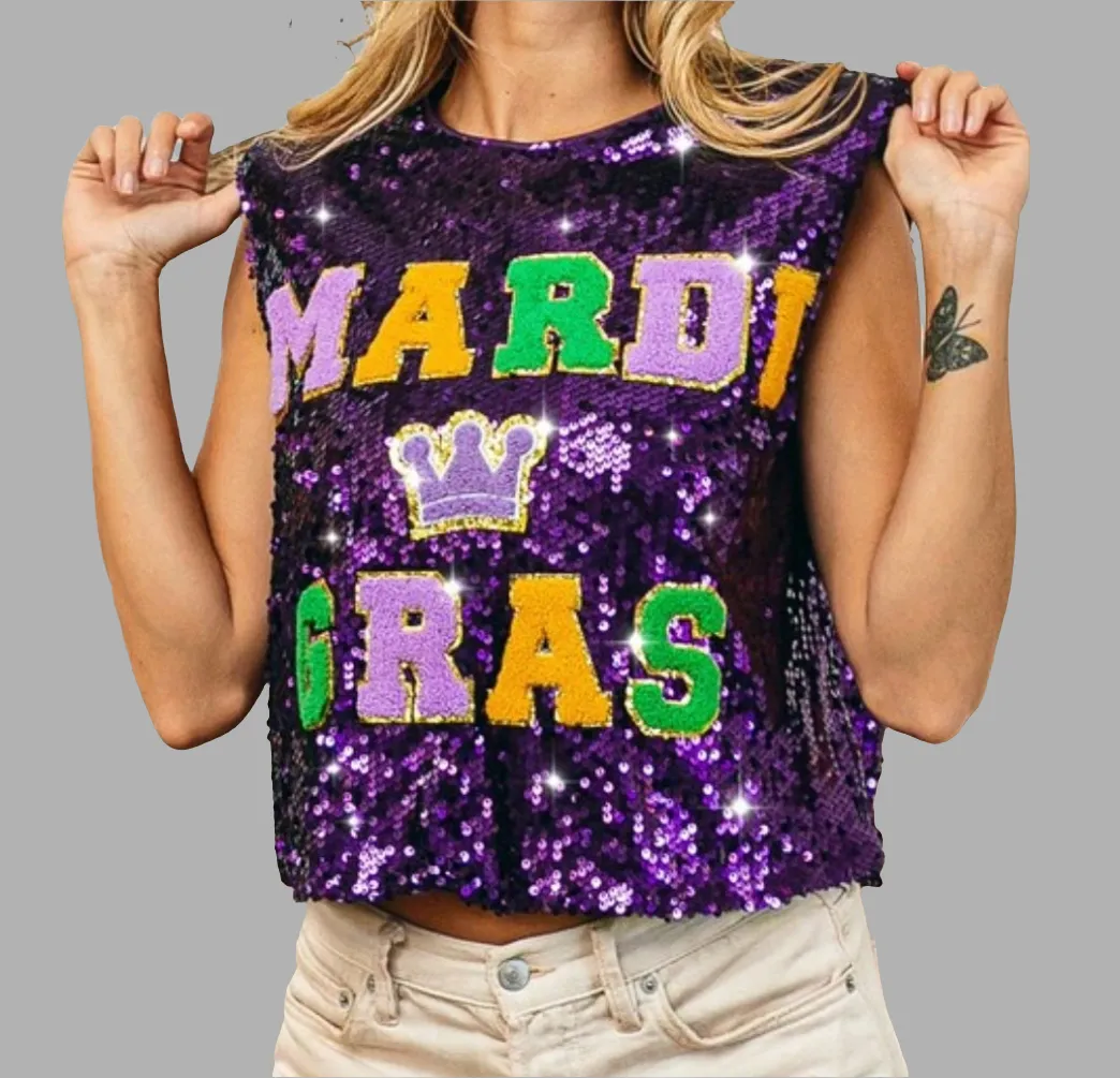 MARDI GRAS sequence crop top