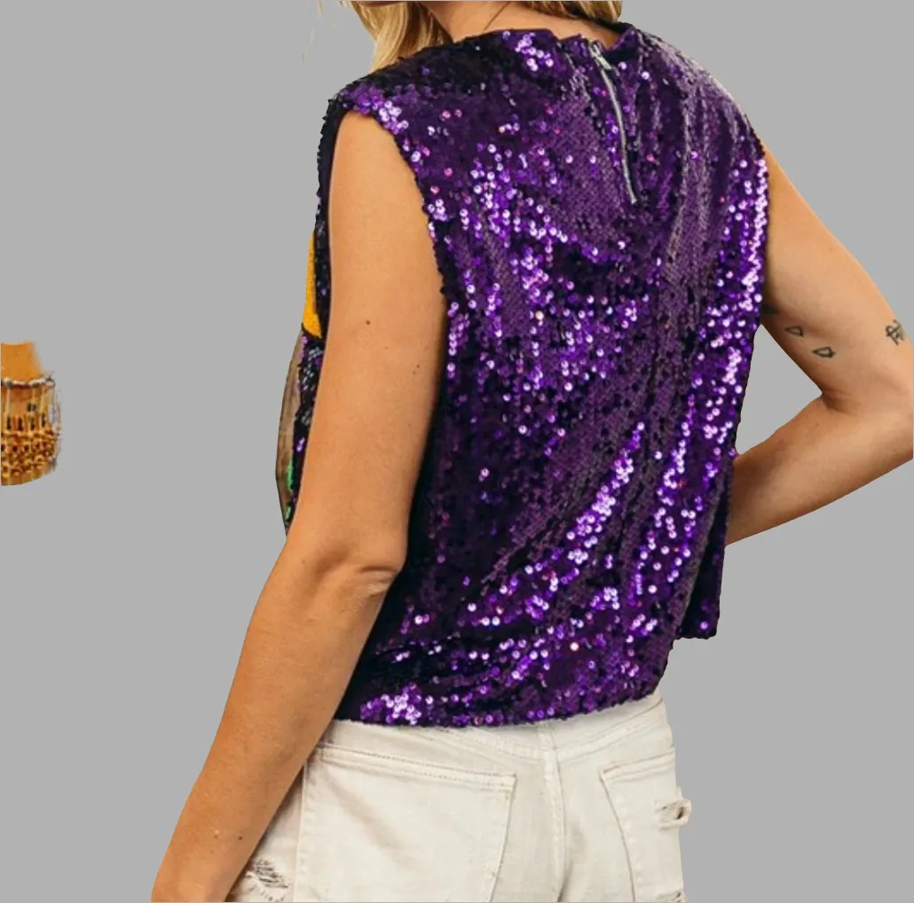 MARDI GRAS sequence crop top