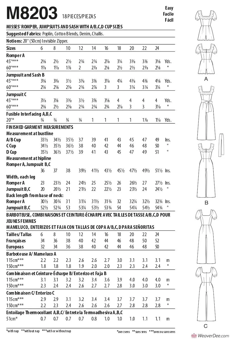 McCall's Pattern M8203 Misses' Romper, Jumpsuits & Sash