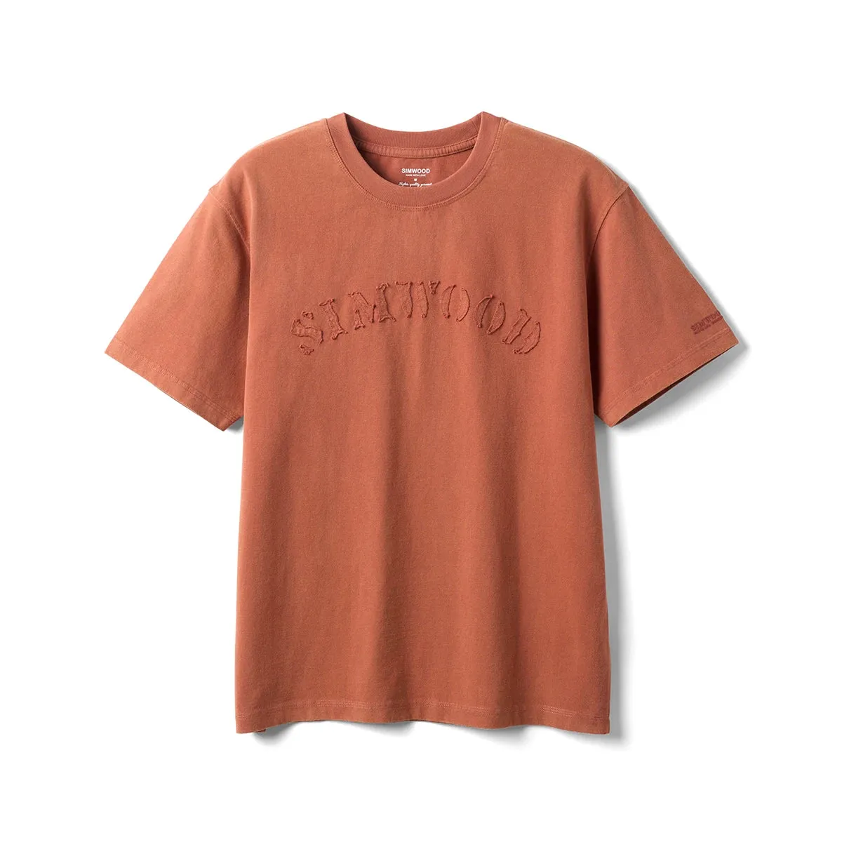 Mens Embroidered Logo T-Shirt  260gsm Relaxed Fit Tee in Orange & Black