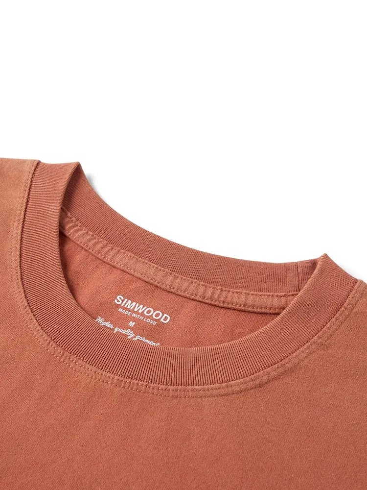 Mens Embroidered Logo T-Shirt  260gsm Relaxed Fit Tee in Orange & Black