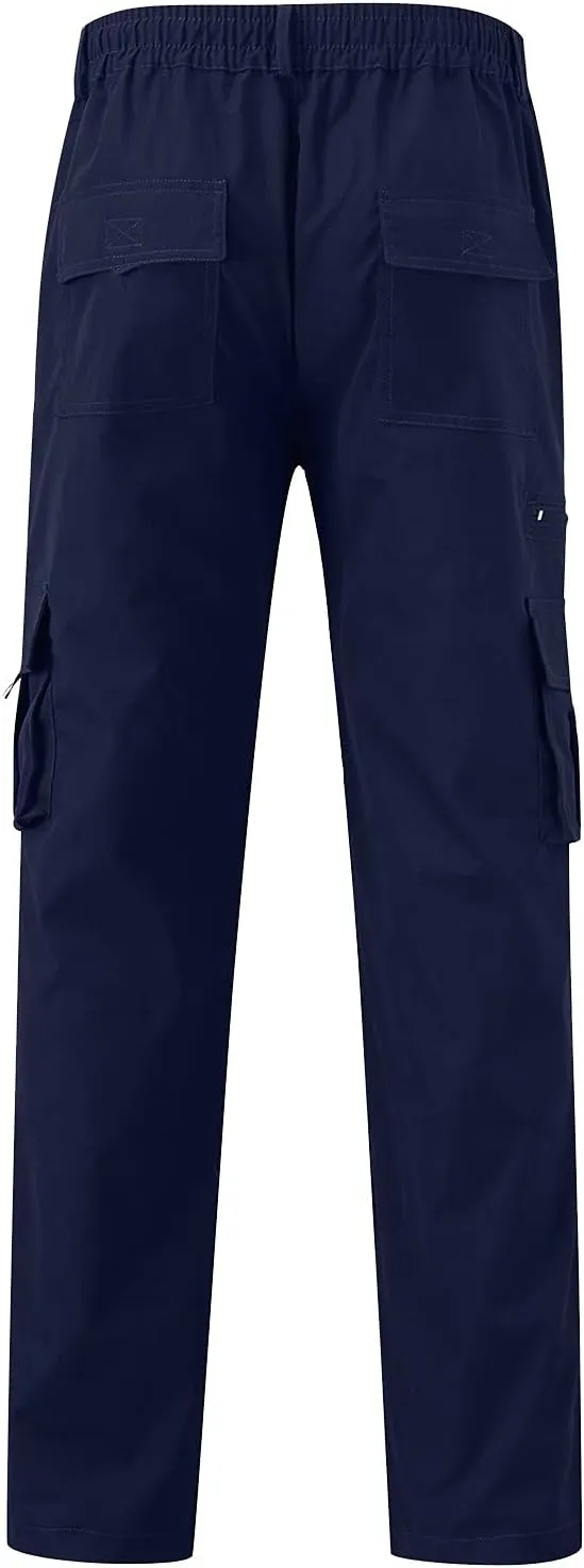 Mens Pants Casual Relaxed Fit Outdoor Cargo Pants Tactical Pants Hiking Drawstring Joggers Pants Multi Pockets