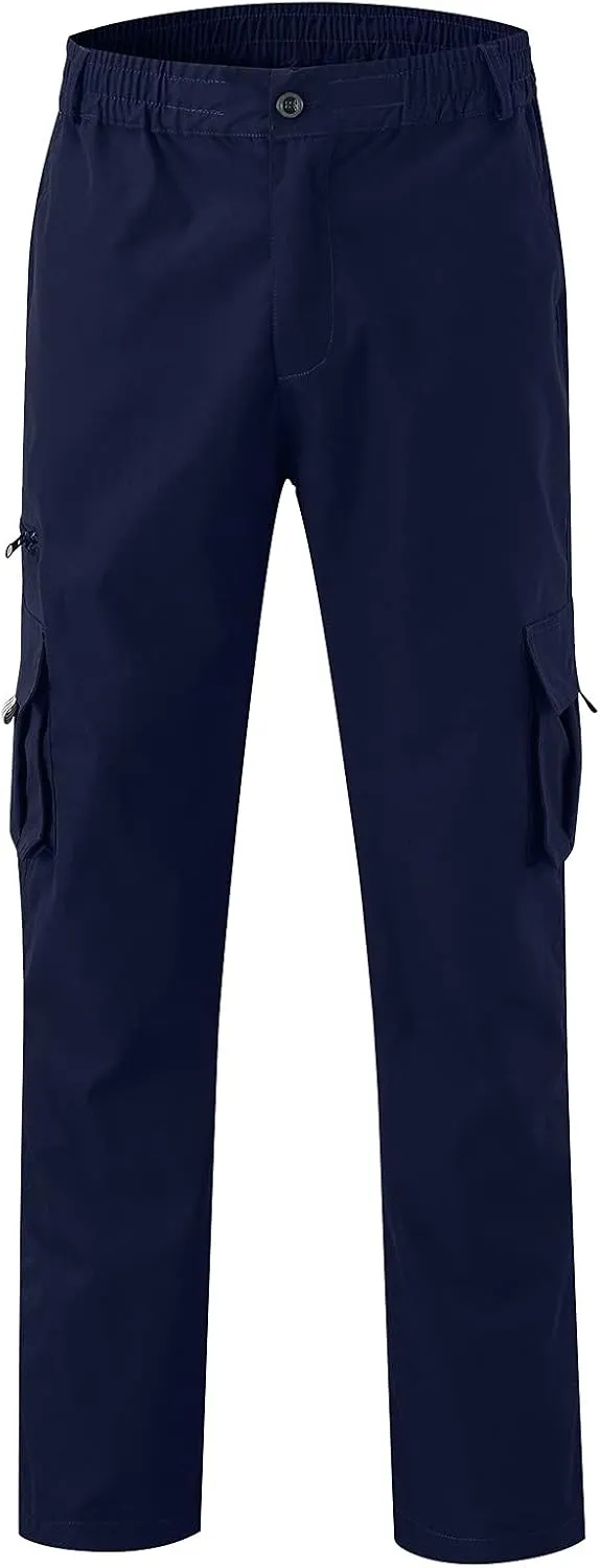 Mens Pants Casual Relaxed Fit Outdoor Cargo Pants Tactical Pants Hiking Drawstring Joggers Pants Multi Pockets