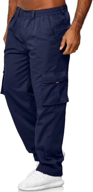 Mens Pants Casual Relaxed Fit Outdoor Cargo Pants Tactical Pants Hiking Drawstring Joggers Pants Multi Pockets