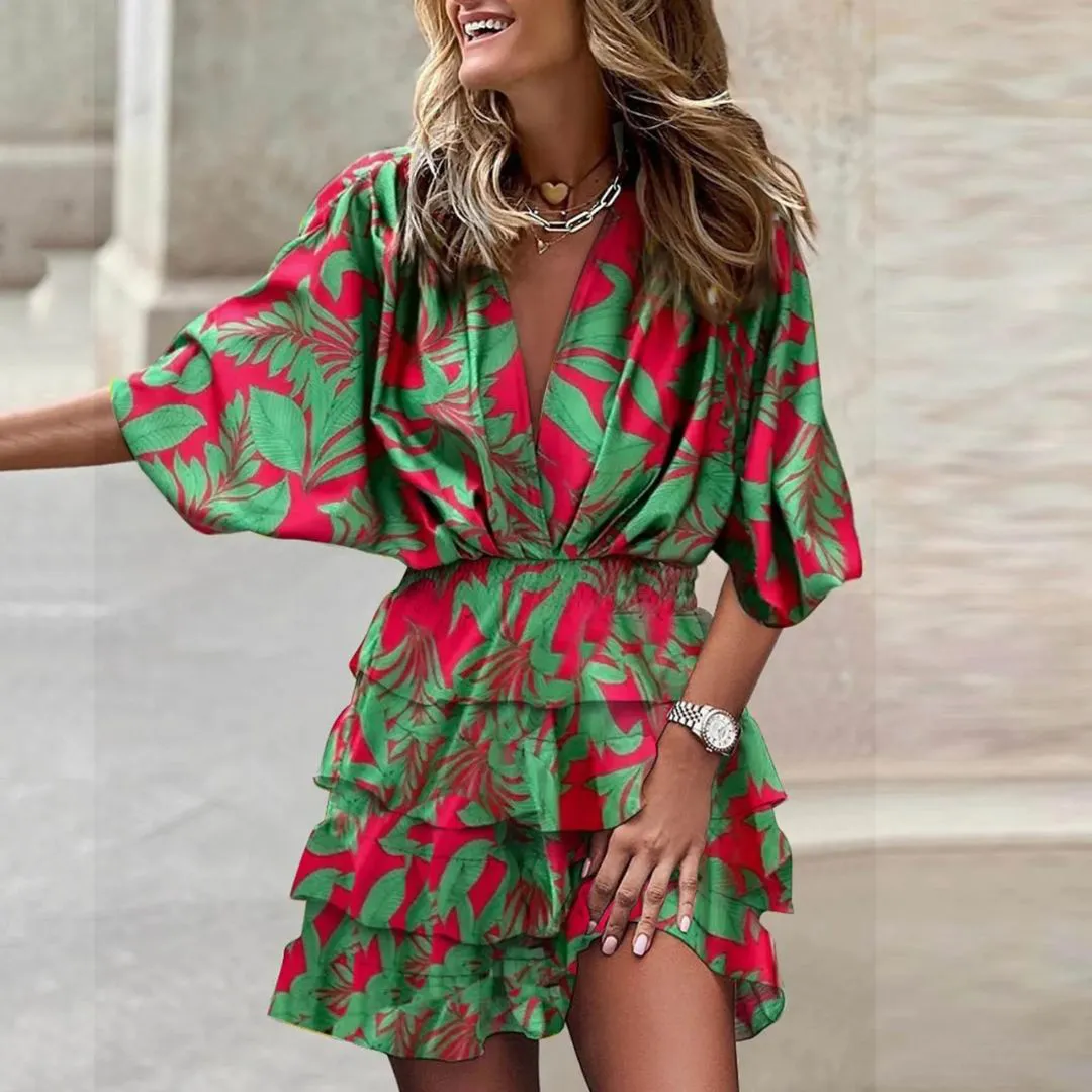 Mona - Luxurious Vibrant Mini Ruffle Dress