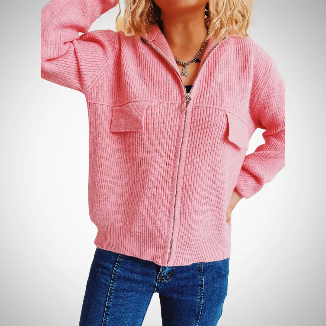 Monica Zippered Cardigan Sweater