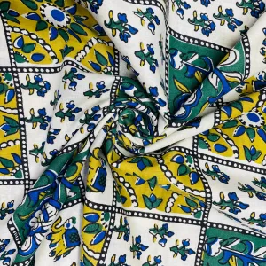 Multicolor Traditional Print Cotton Fabric