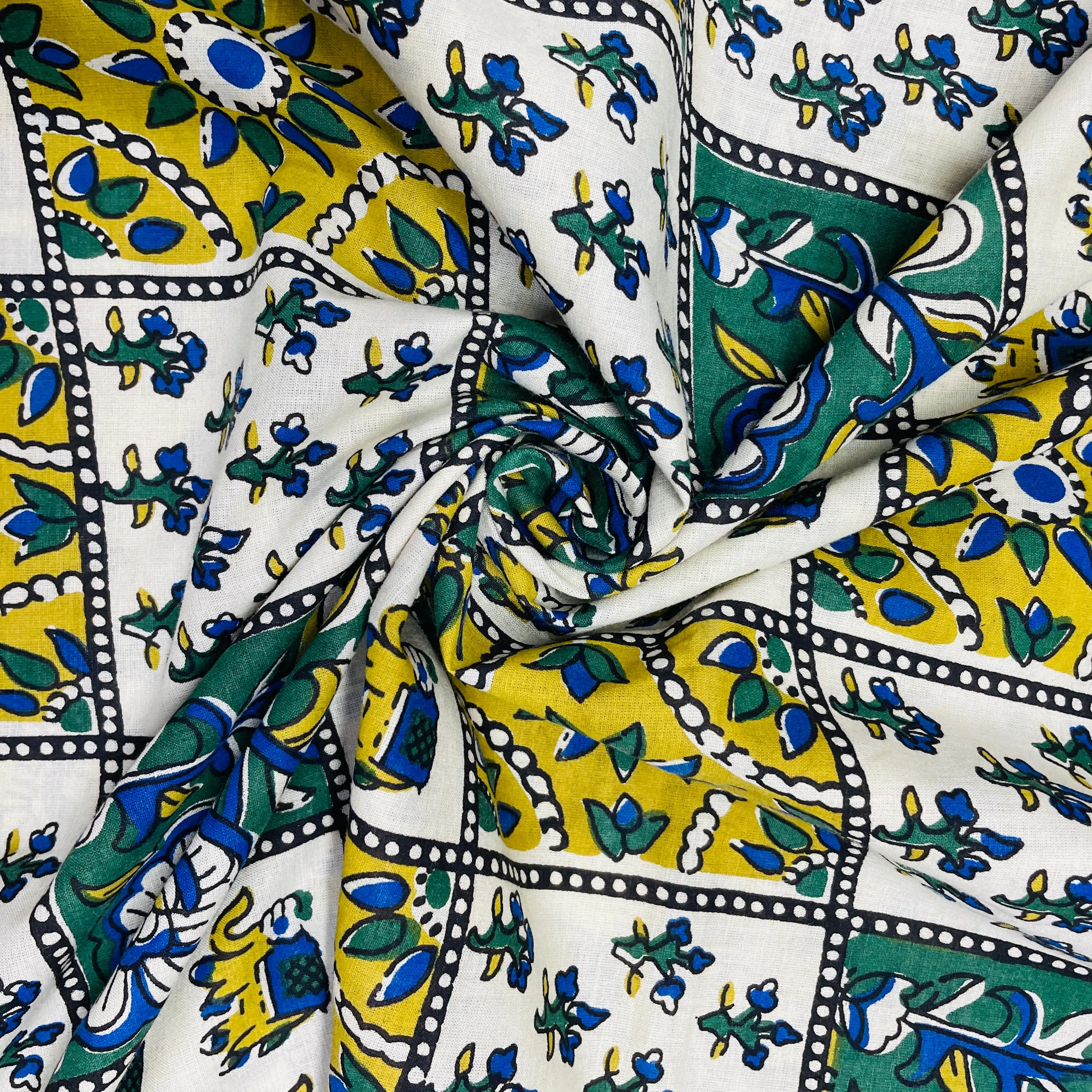 Multicolor Traditional Print Cotton Fabric