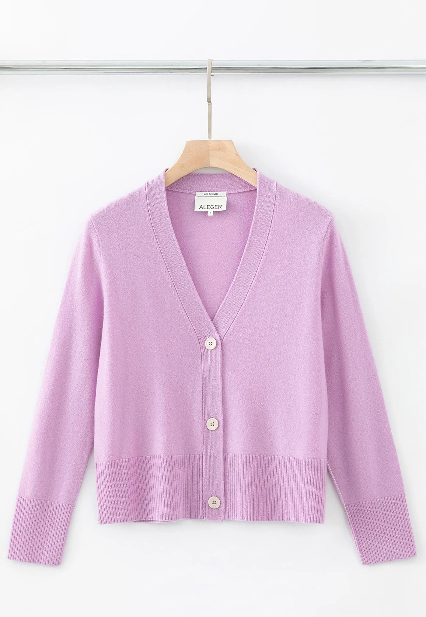 N.09 Cashmere Classic 3 Button Cardigan - Orchid