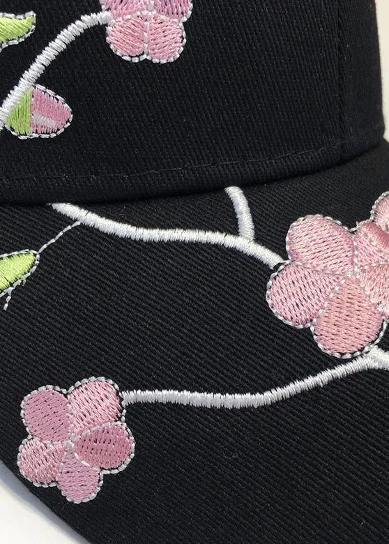 New Boho Black Floral Embroidery Baseball Cap Hat