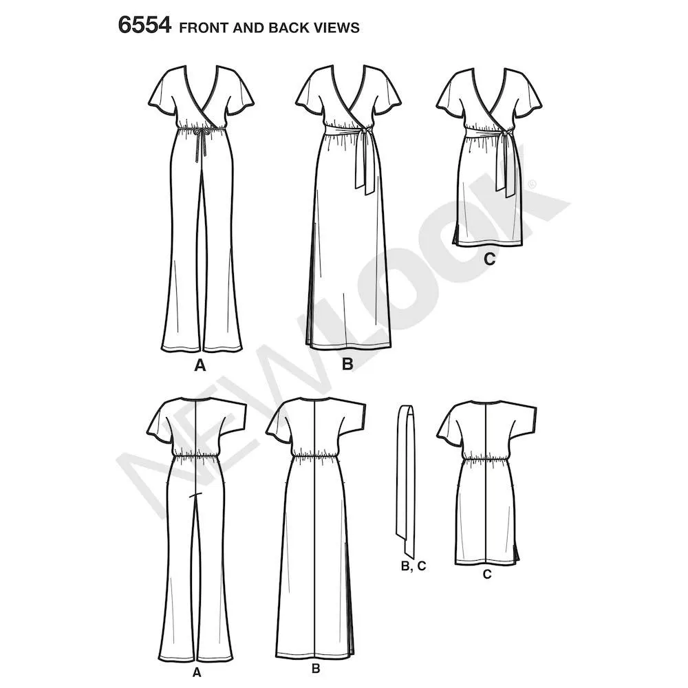 Newlook Pattern 6554 Women's Knit Jumpsuit and Dresses