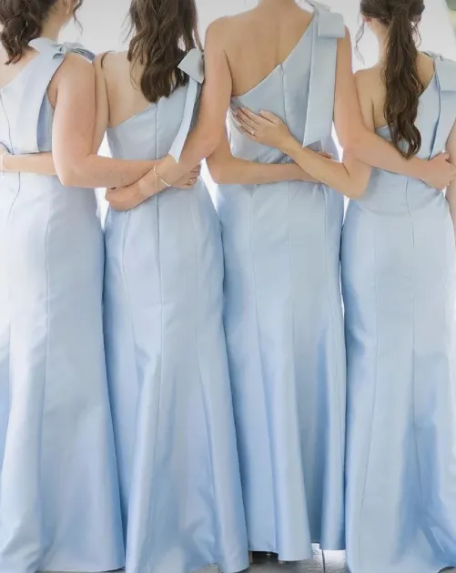 One Shoulder Bridesmaid Dresses Sky Blue