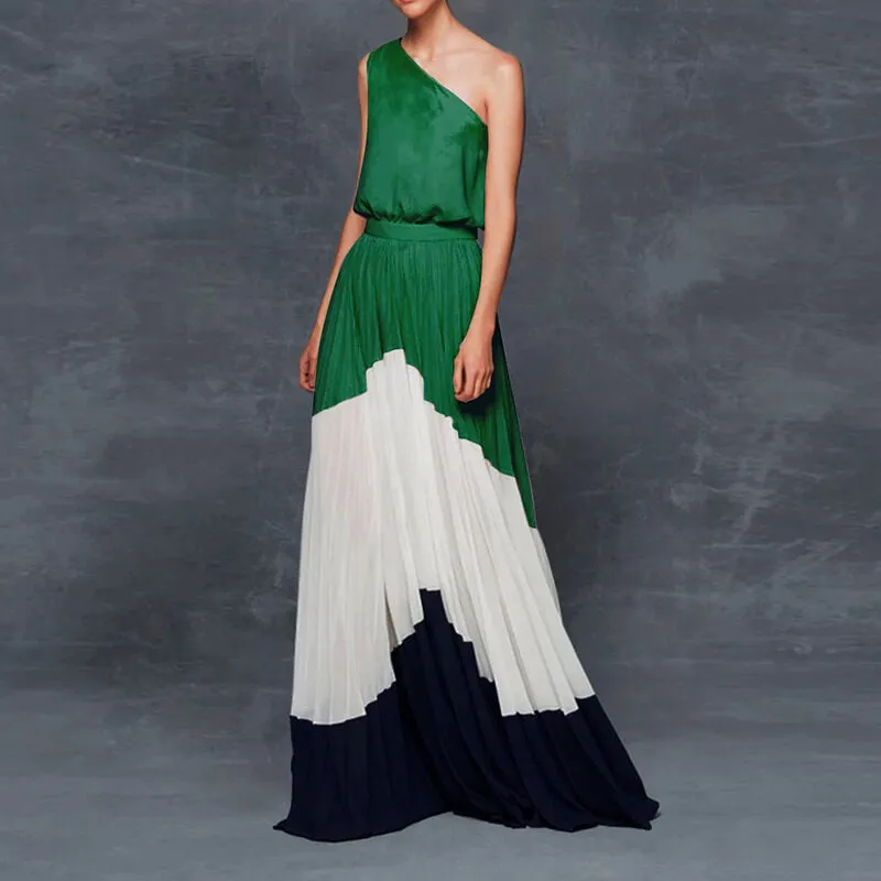 One Shoulder Pleated Dress