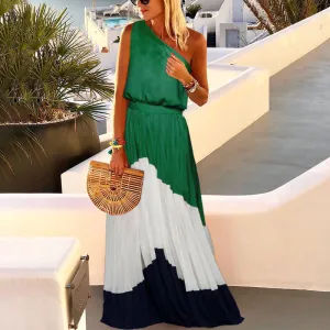 One Shoulder Pleated Dress