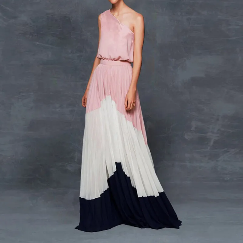 One Shoulder Pleated Dress