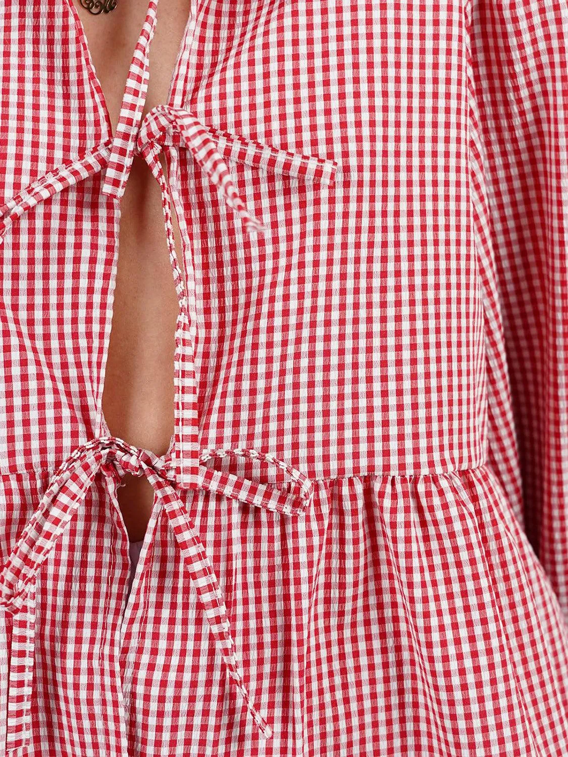 Open Tie-Front Long Sleeve Blouse