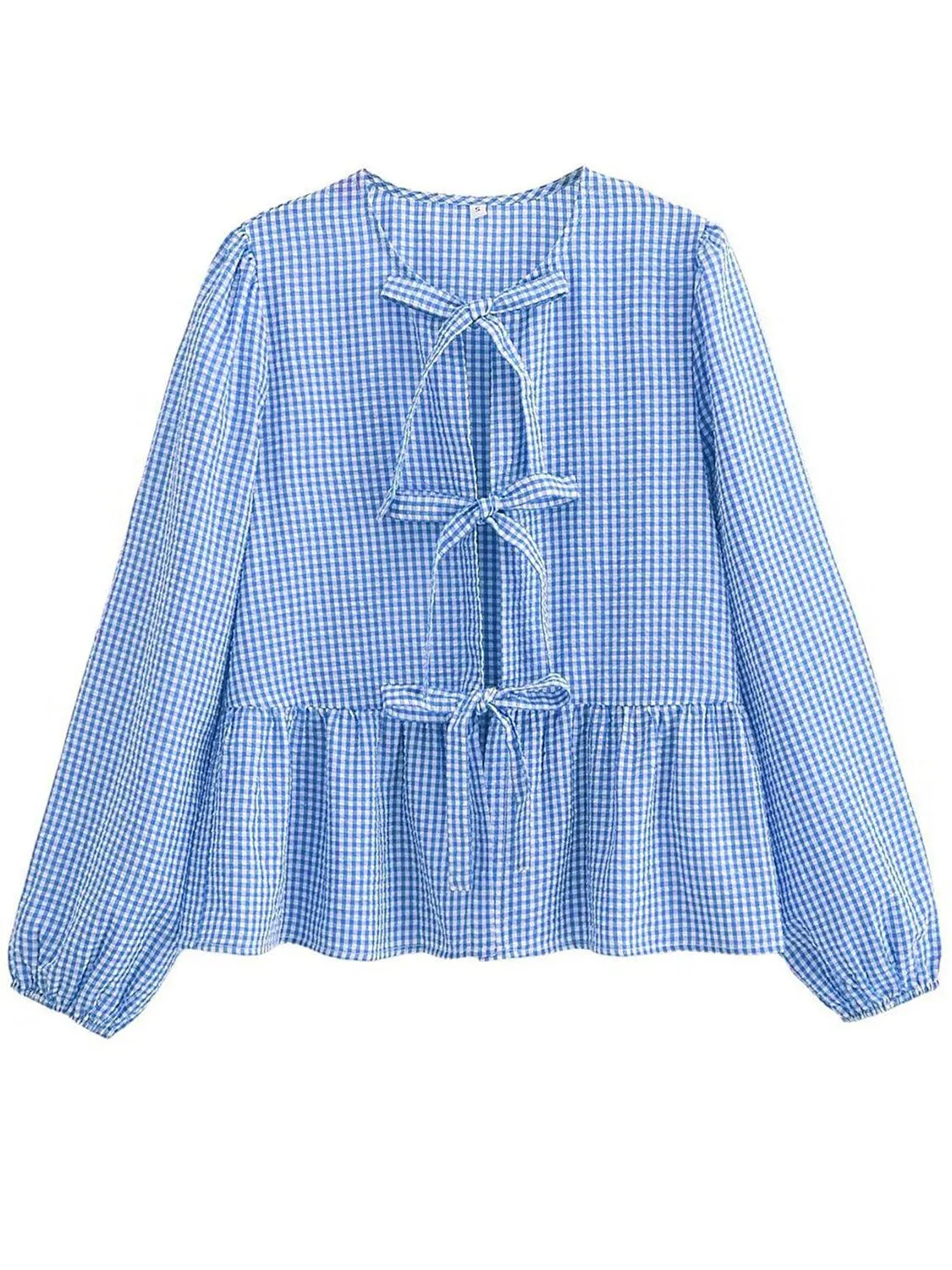 Open Tie-Front Long Sleeve Blouse