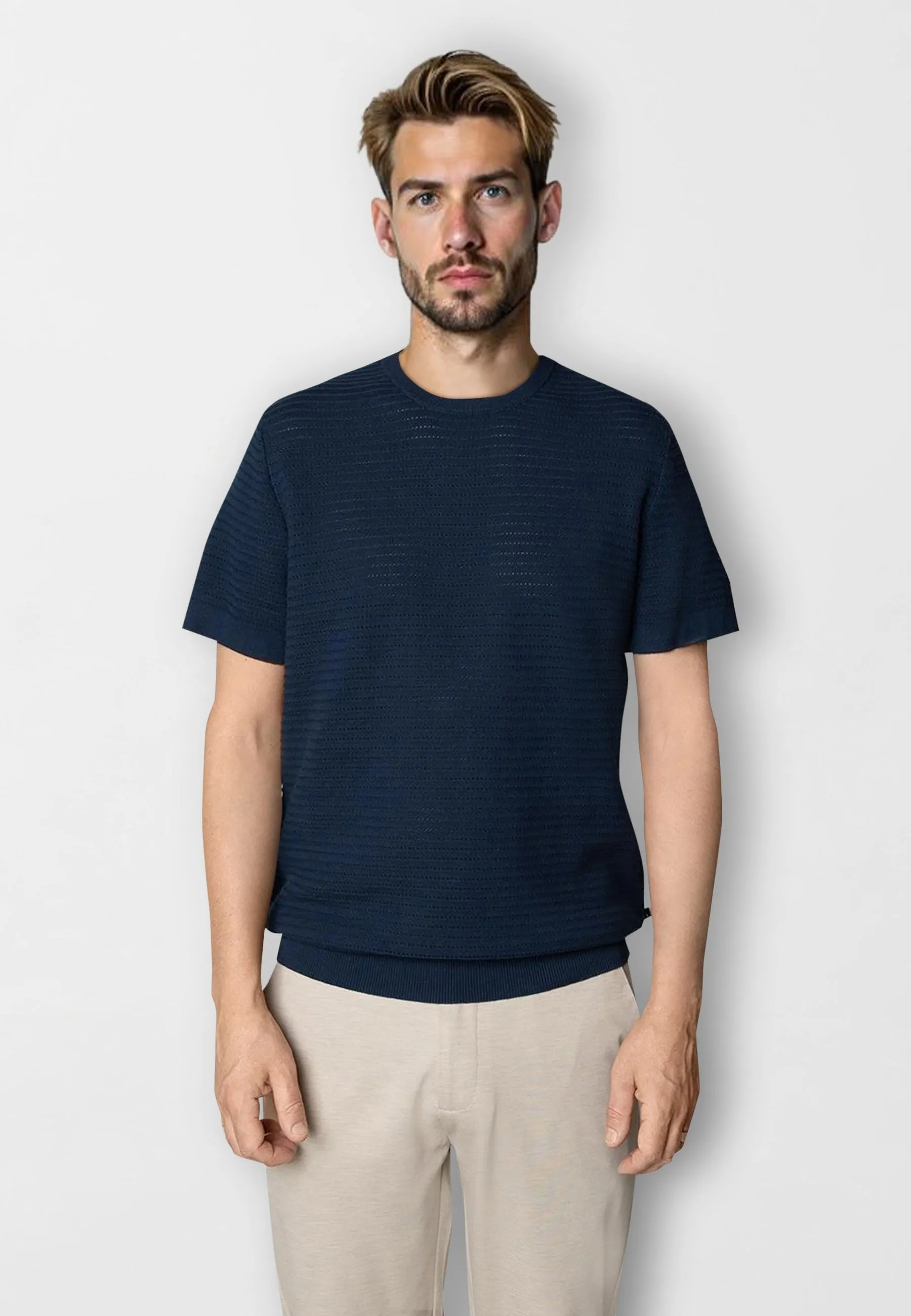 Owen knitted t-shirt - Navy