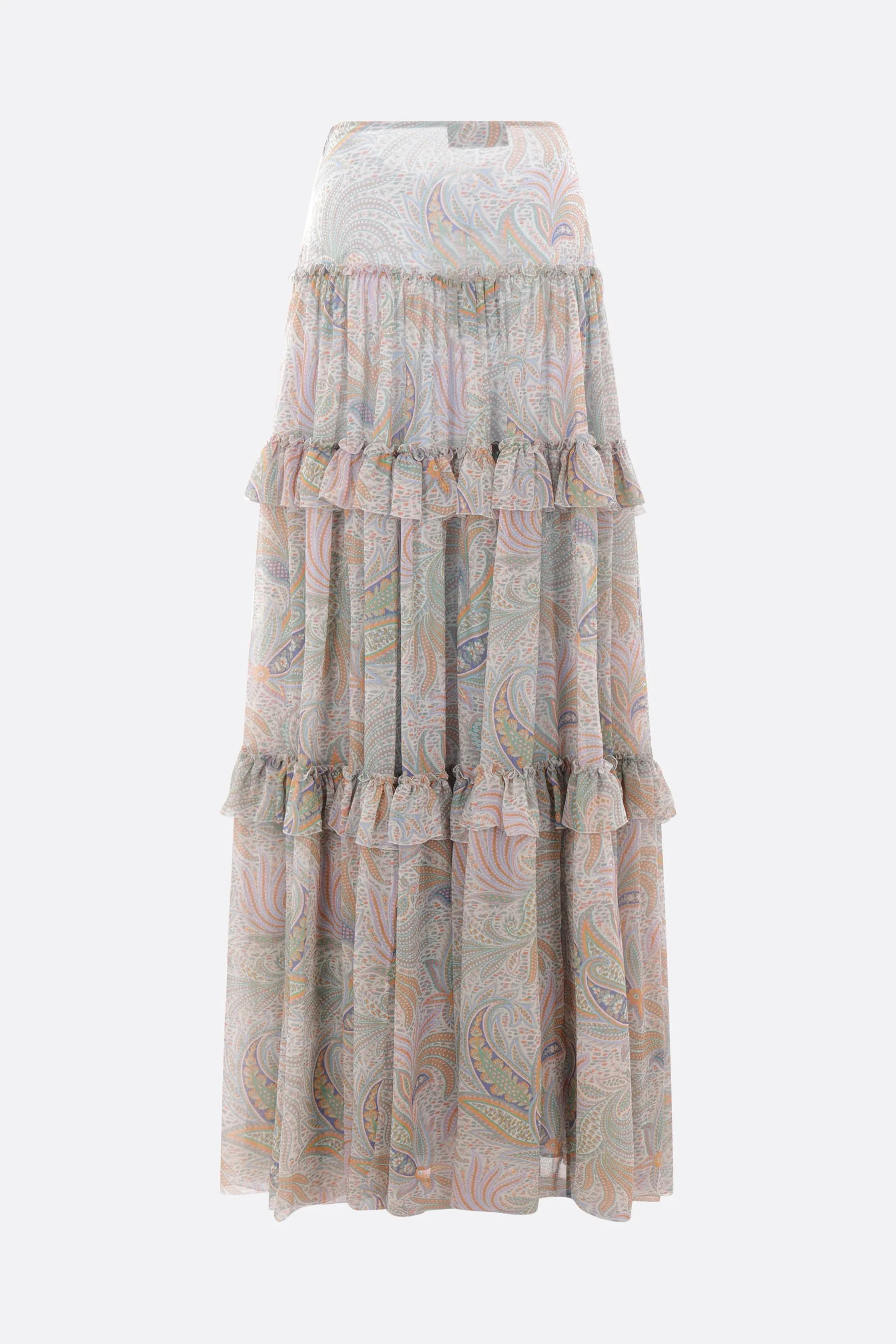 Paisley Print Silk Skirt